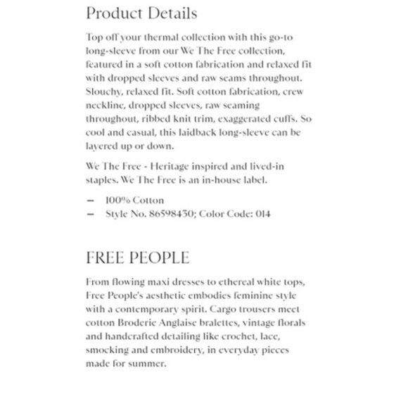 NWT-Free People Your Person Thermal-Washed Out-L - Picture 5 of 5